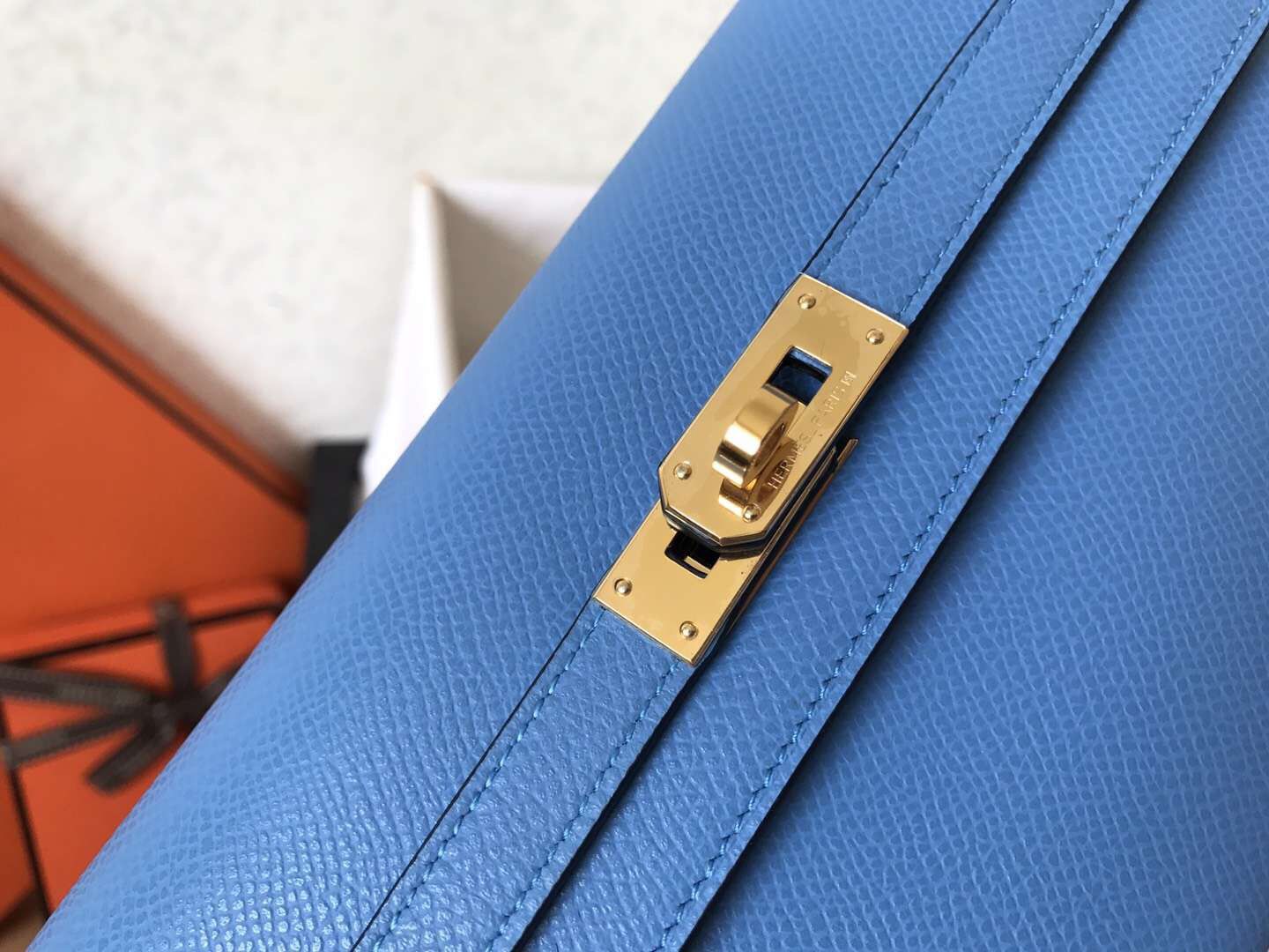 ケリー ロングウォレット 20cm ブルージーンズ エプソムレザー