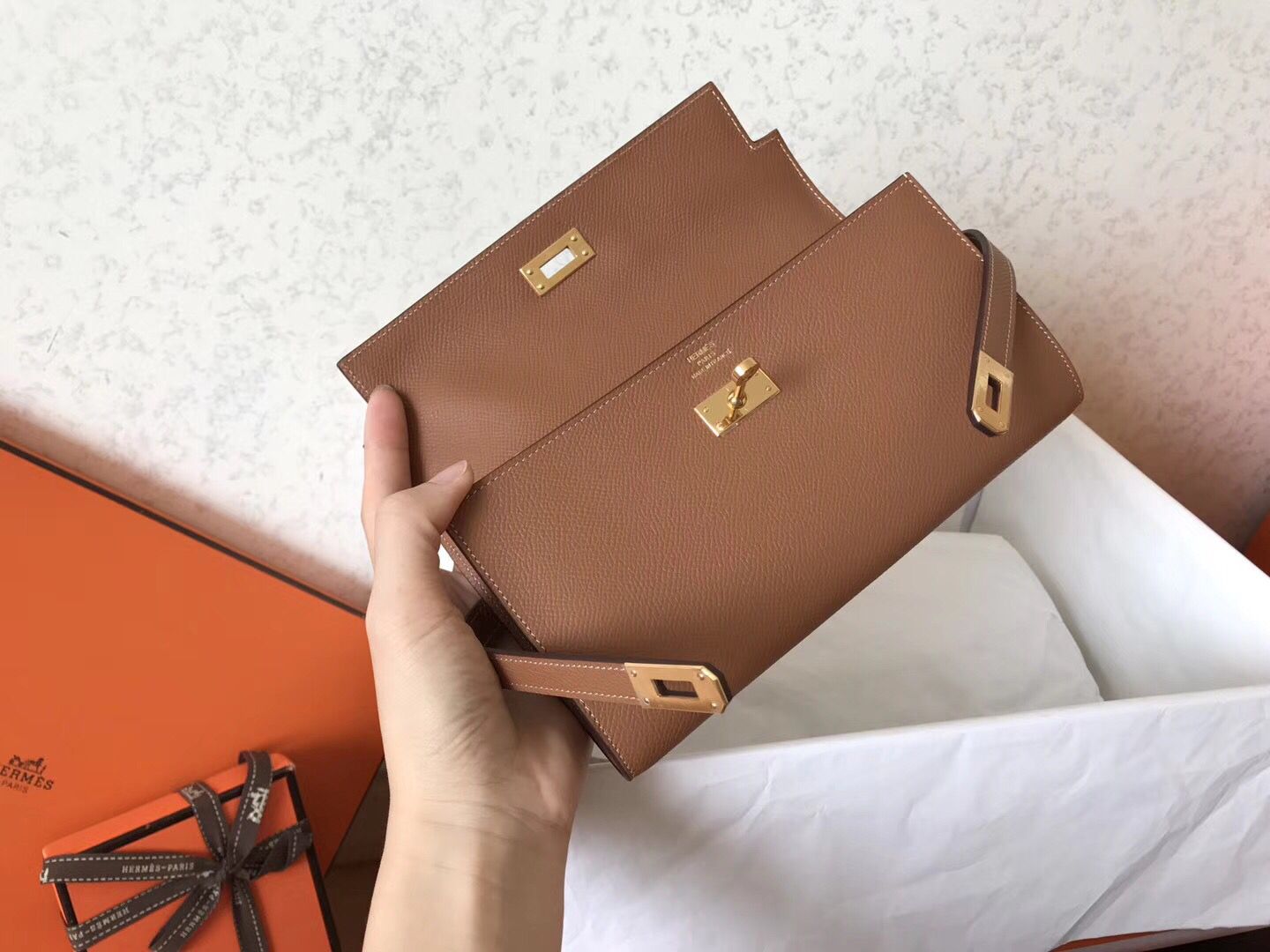 ケリー ロングウォレット 20cm ブラウン エプソムレザー