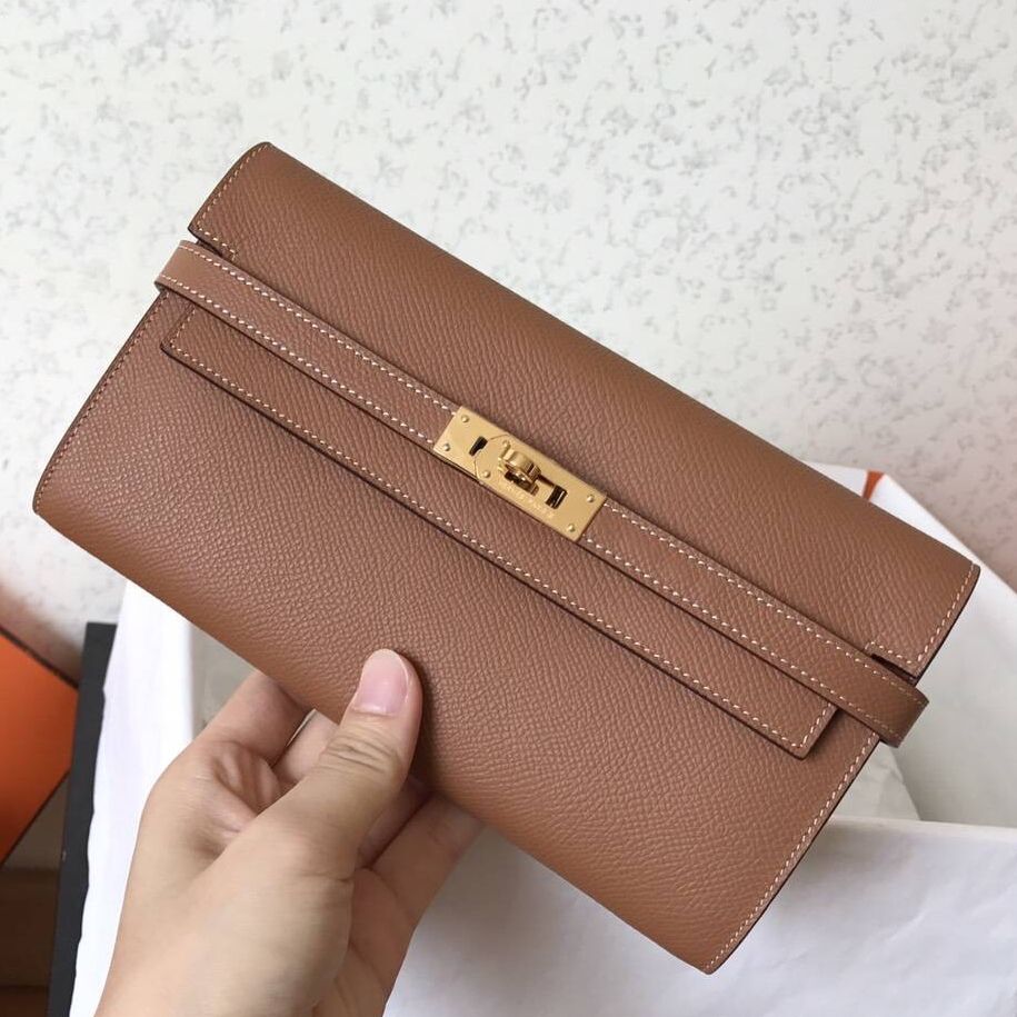 ケリー ロングウォレット 20cm ブラウン エプソムレザー