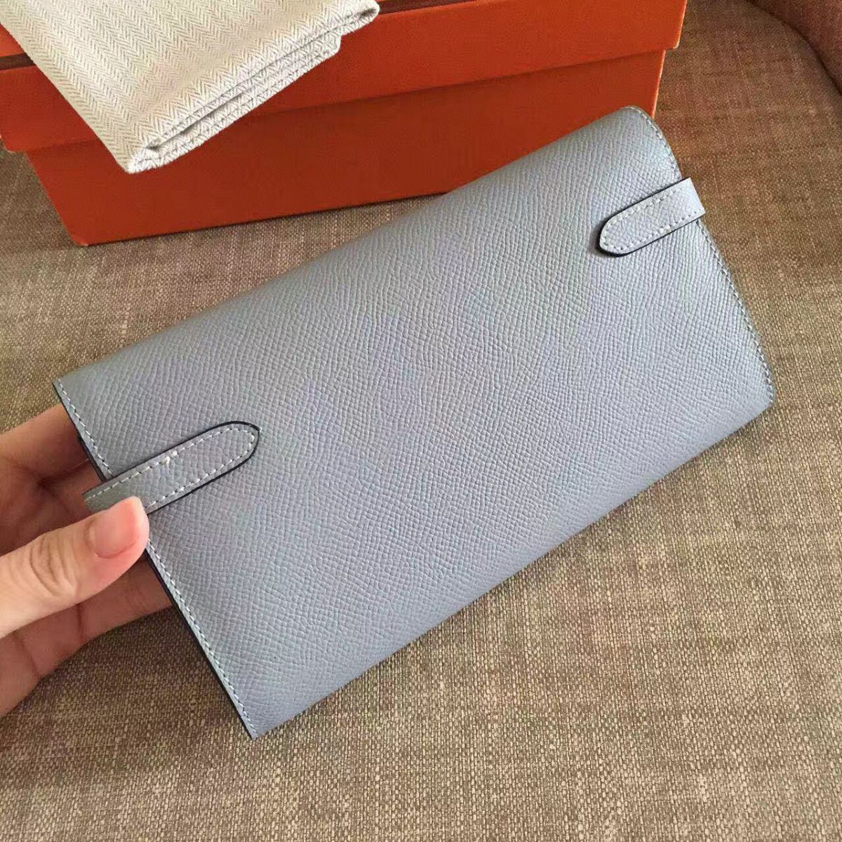 KELLY LONG WALLET 20CM ROCK GREY EPSOM LEATHER