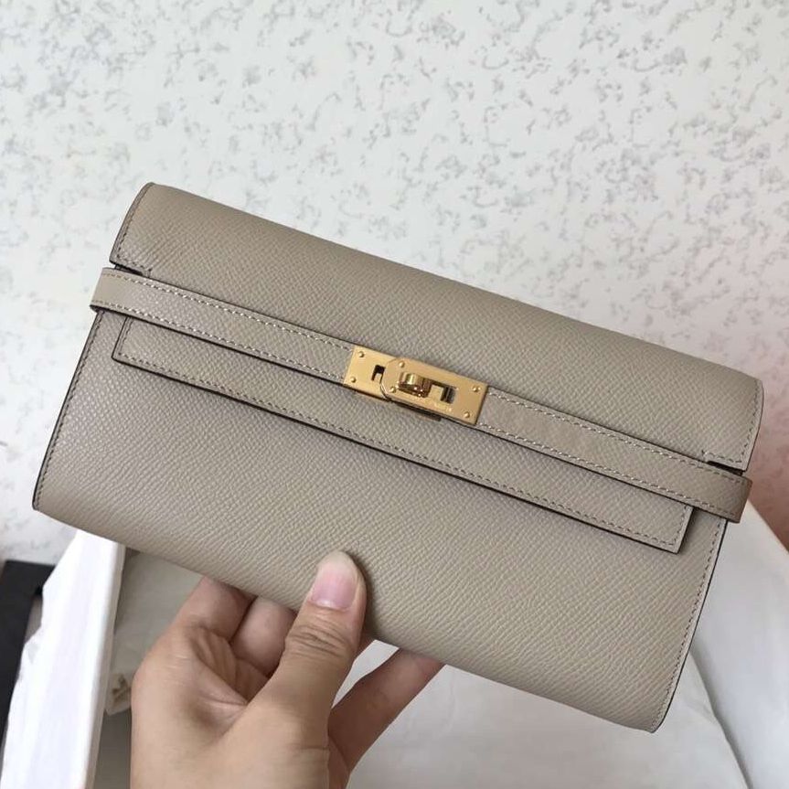 ケリー ロングウォレット 20cm グレー エプソムレザー