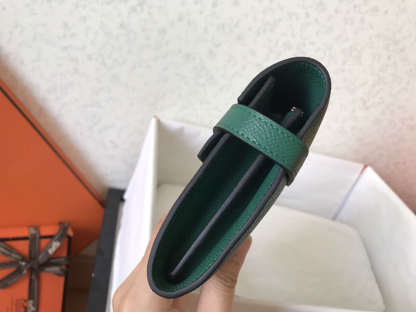ケリー ロングウォレット 20cm ダークグリーン エプソムレザー