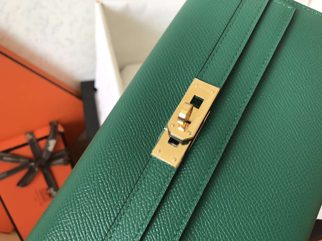 PORTEFEUILLE LONG KELLY 20CM CUIR EPSOM VERT FONCÉ