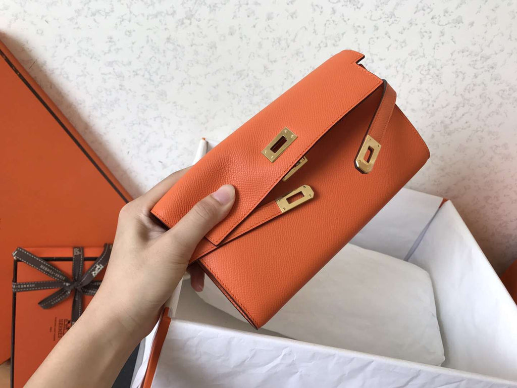 PORTEFEUILLE LONG KELLY 20CM CUIR EPSOM ORANGE