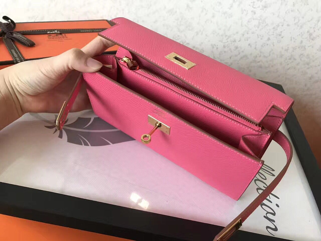 PORTEFEUILLE LONG KELLY 20CM EN CUIR EPSOM ROSE