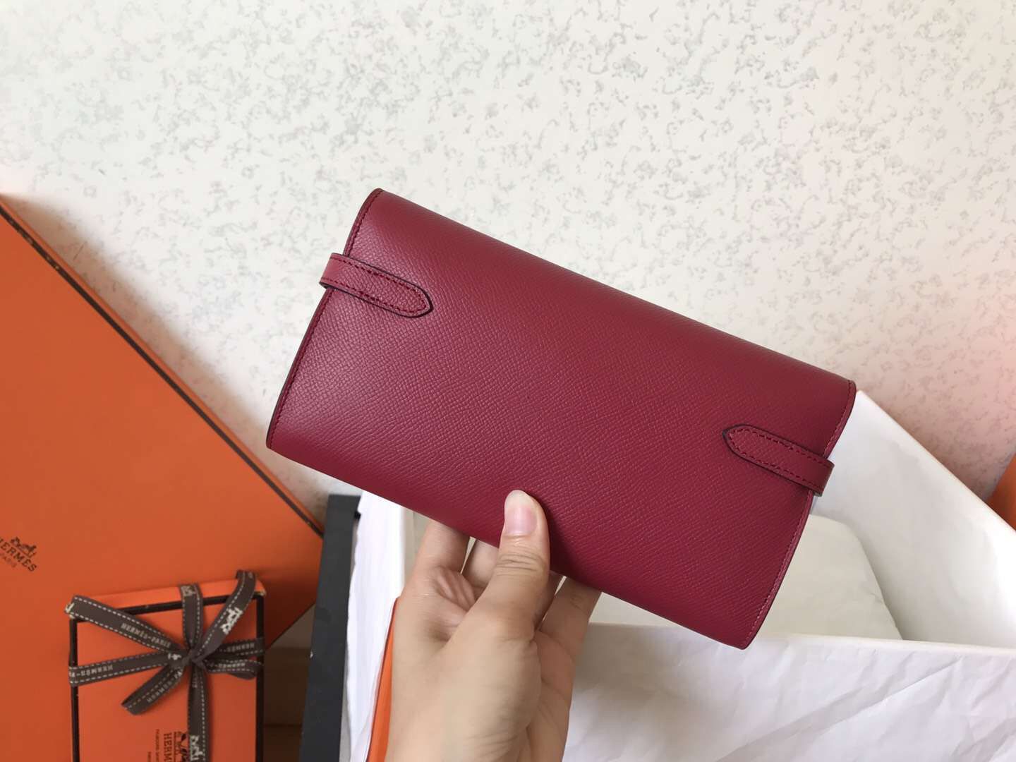 ケリー ロングウォレット 20cm ダークレッド エプソムレザー
