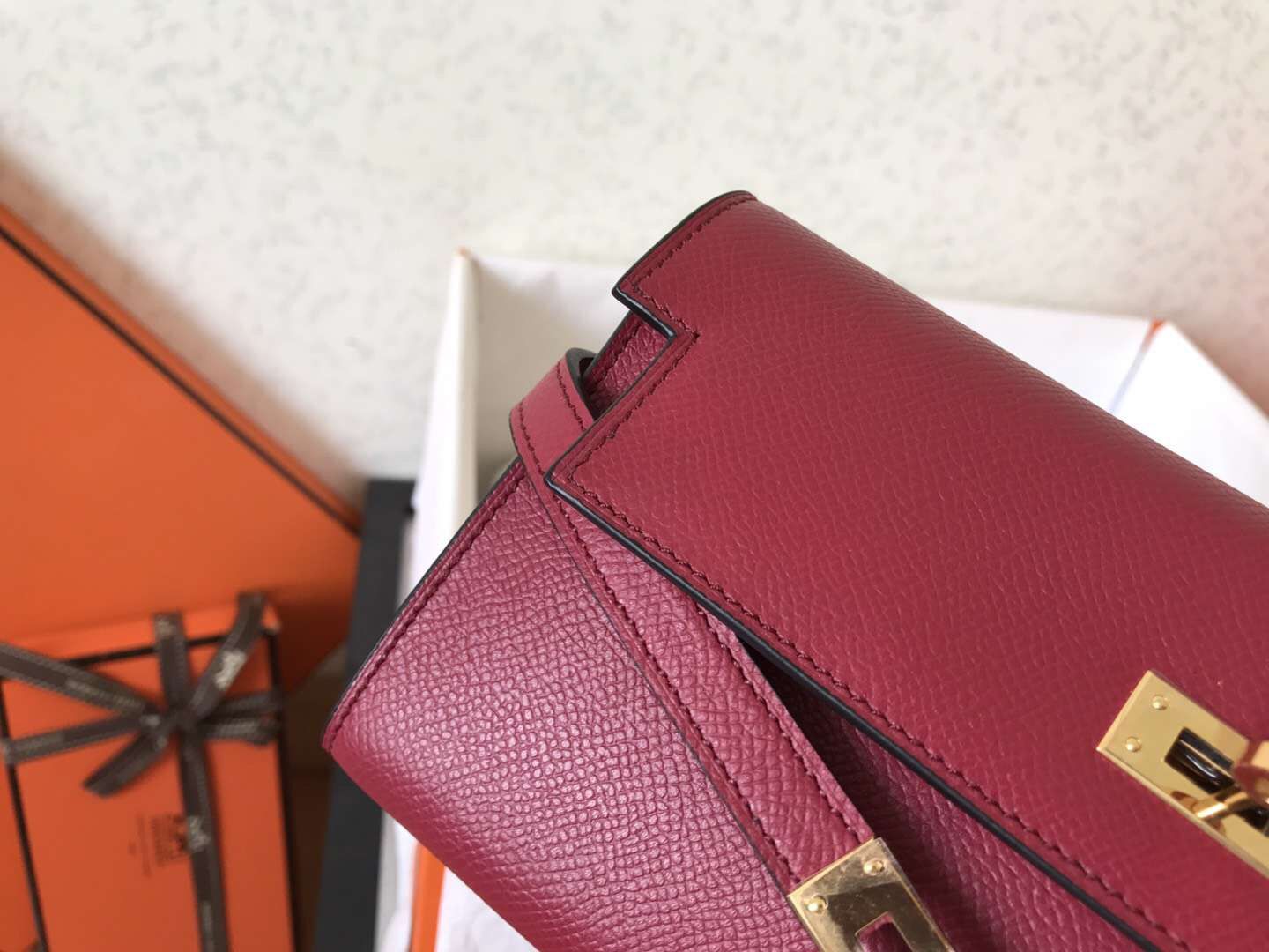 ケリー ロングウォレット 20cm ダークレッド エプソムレザー