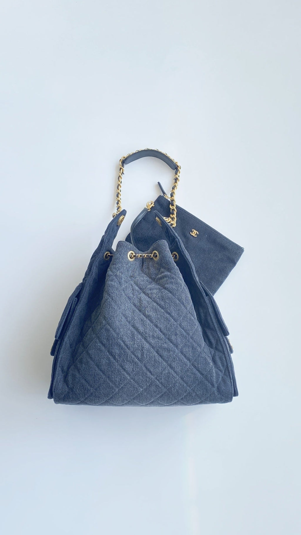 CC 25C SACS HOBO 40CM BLEU FONCÉ DENIM