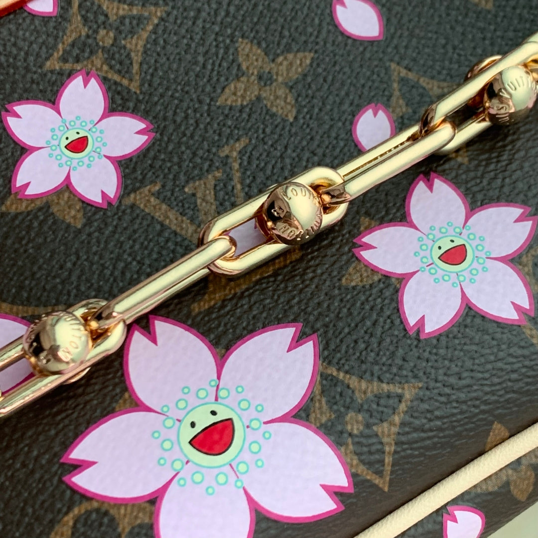 LV X TM POCHETTE ACCESSOIRES 22CM TOILE MONOGRAMME FLEUR DE CERISIER MARRON SAKURA
