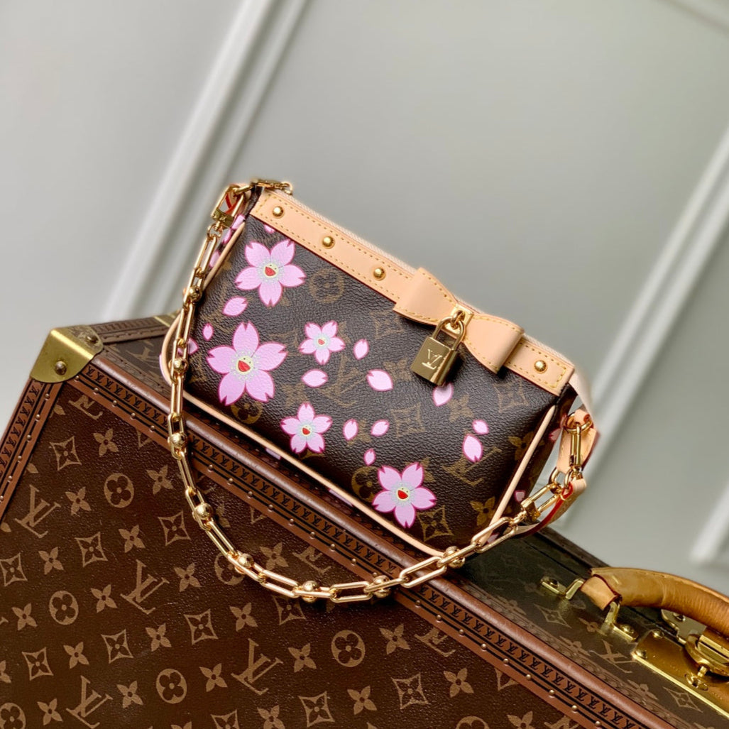 LV X TM POCHETTE ACCESSOIRES 22CM TOILE MONOGRAMME FLEUR DE CERISIER MARRON SAKURA