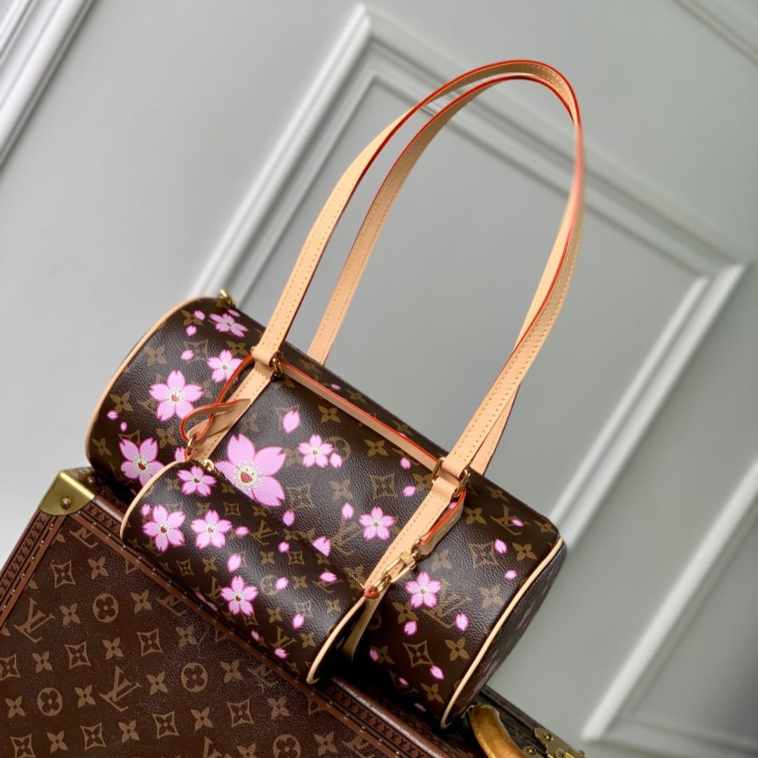 LV X TM PAPILLON 27CM TOILE MONOGRAMME SAKURA MARRON FLEUR DE CERISIER