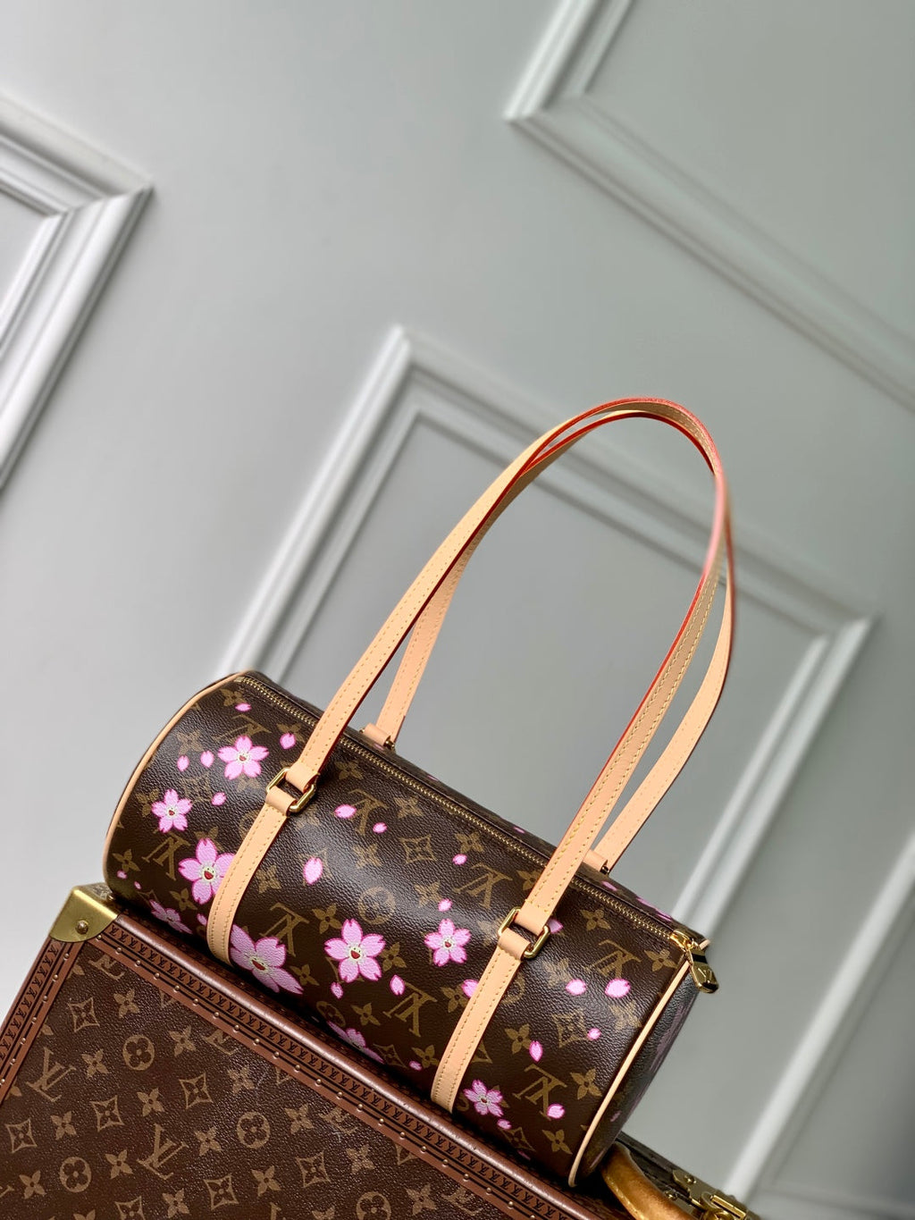 LV X TM PAPILLON 27CM SAKURA BROWN CHERRY BLOSSOM MONOGRAM CANVAS