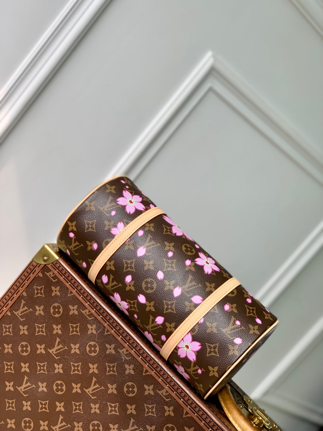 LV X TM PAPILLON 27CM TOILE MONOGRAMME SAKURA MARRON FLEUR DE CERISIER