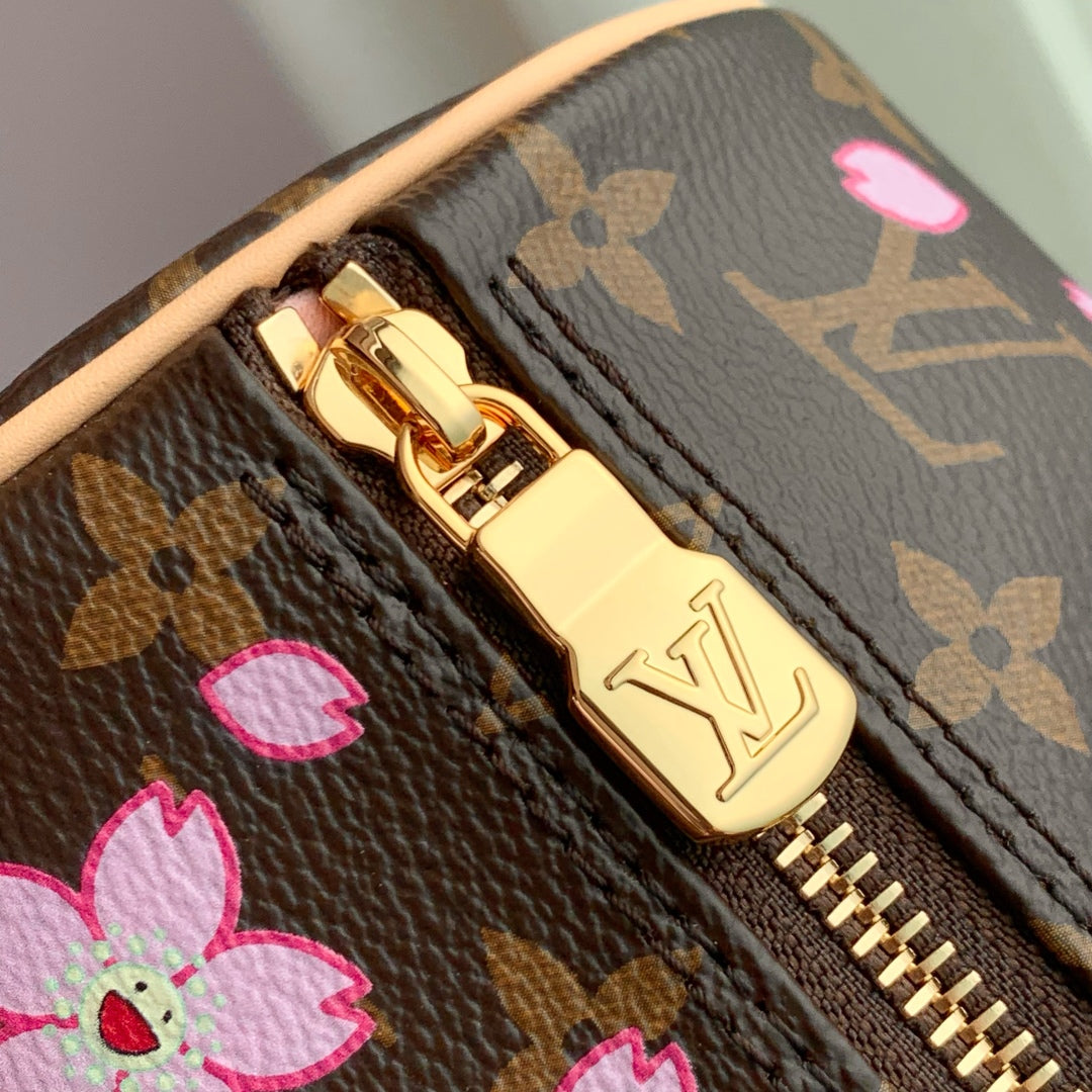 LV X TM PAPILLON 27CM TOILE MONOGRAMME SAKURA MARRON FLEUR DE CERISIER