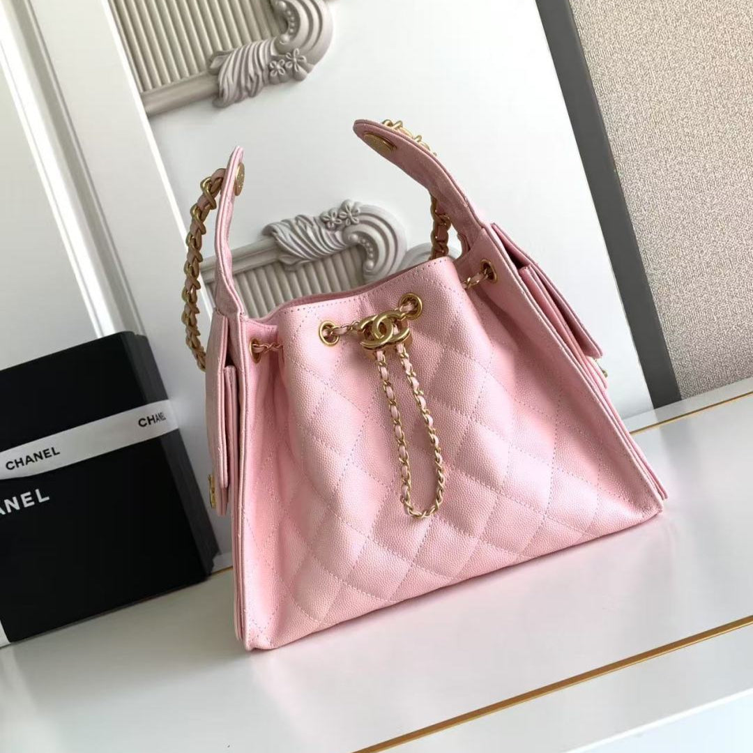 CC 25C HOBO BAG 30CM PINK GRAINED CALFSKIN