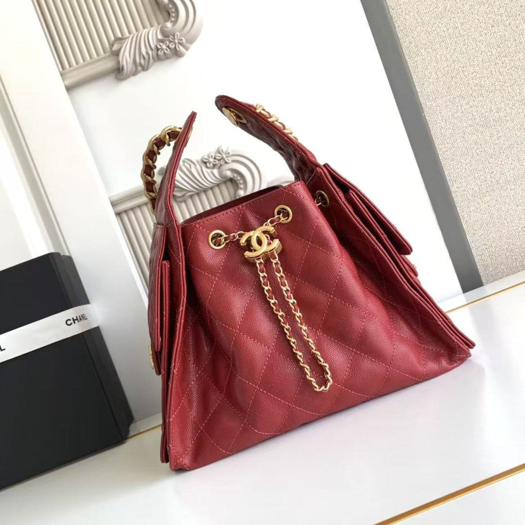 CC 25C HOBO BAG 30CM DARK RED GRAINED CALFSKIN