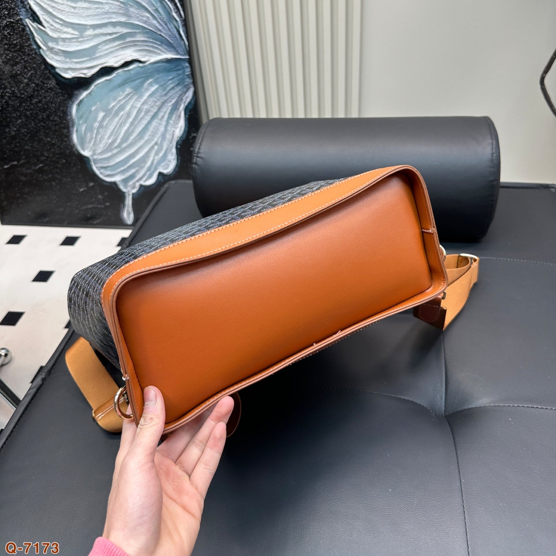 SAC À DOS CISALPIN 45 EN TOILE GOYARDINE MARRON ET CUIR DE VEAU