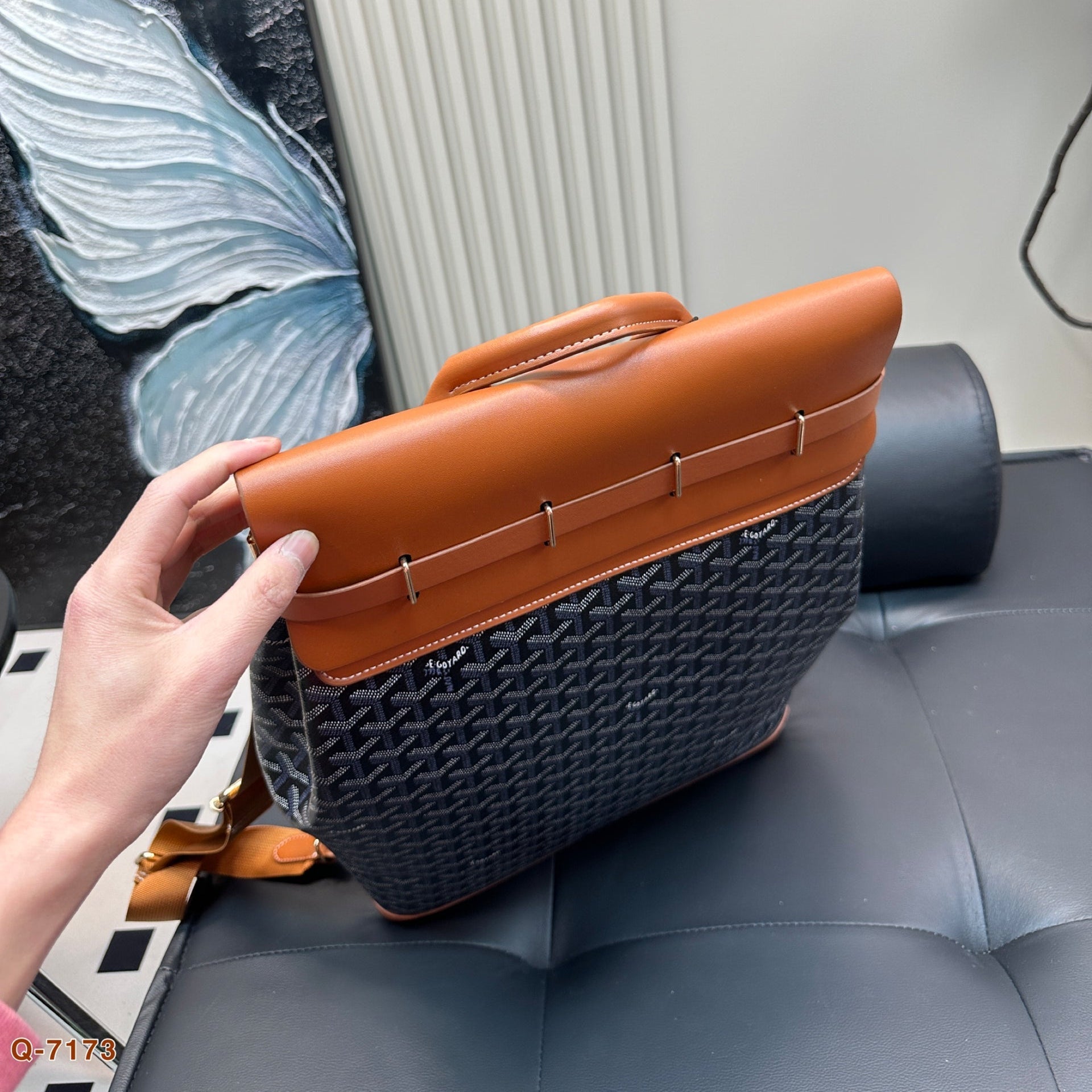 SAC À DOS CISALPIN 45 EN TOILE GOYARDINE MARRON ET CUIR DE VEAU