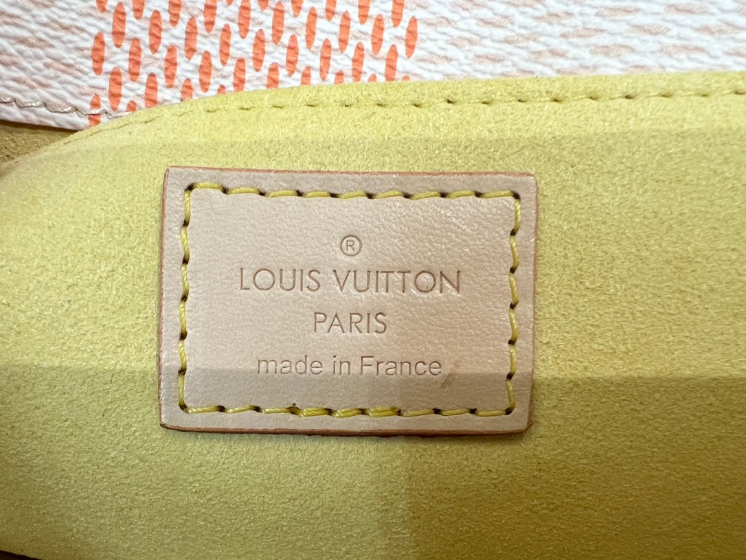 POCHETTE MÉTIS EAST WEST 21,5 PÊCHE DAMIER TOILE CÔTELÉE