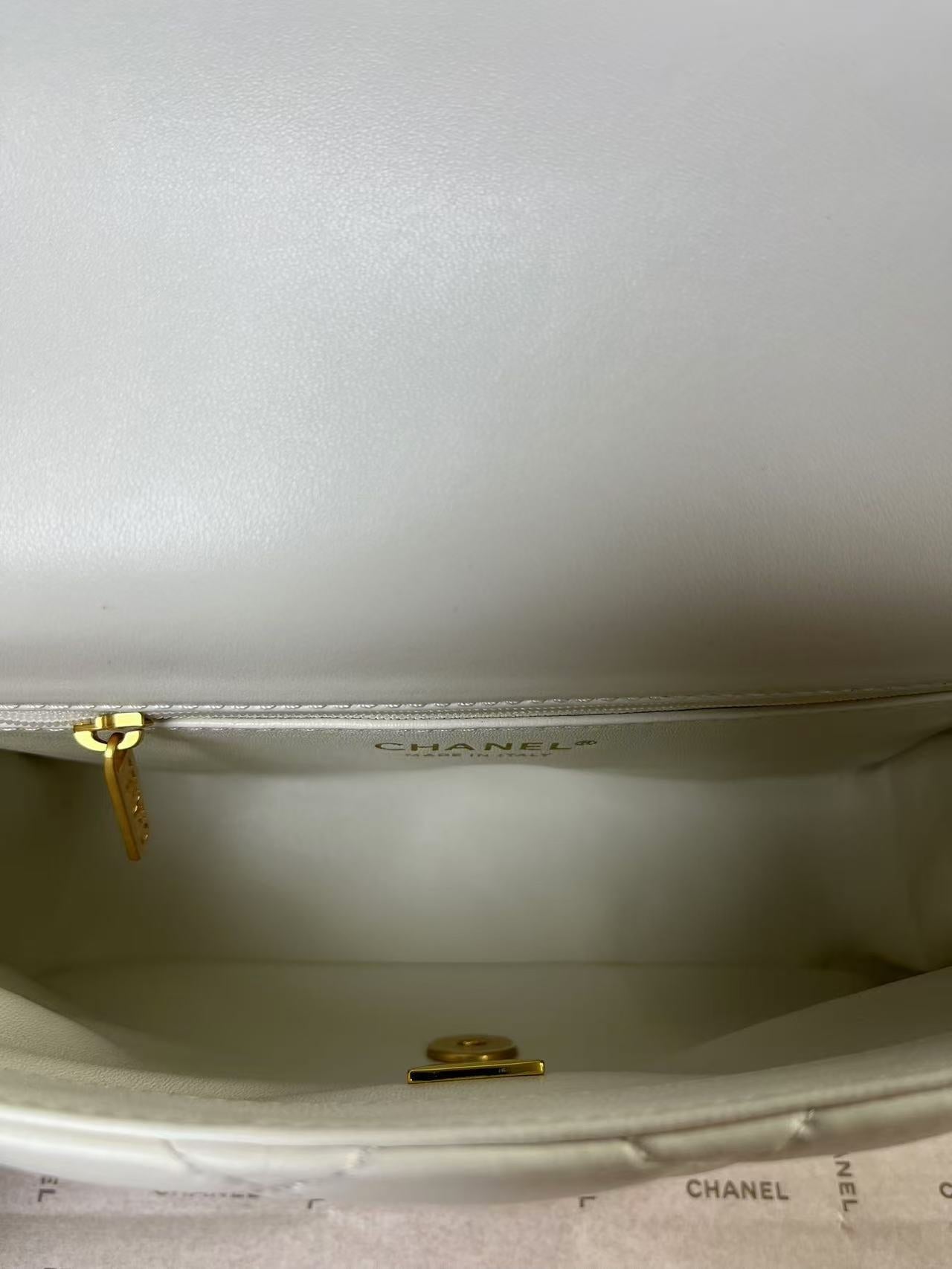 MINI RABAT 25C 24CM CUIR D'AGNEAU BLANC QUINCAILLERIE COEUR DORÉ