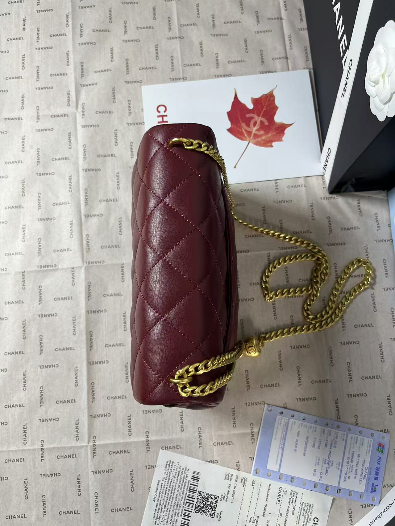 MINI RABAT 25C 24CM CUIR D'AGNEAU BORDEAUX QUINCAILLERIE COEUR DORÉ