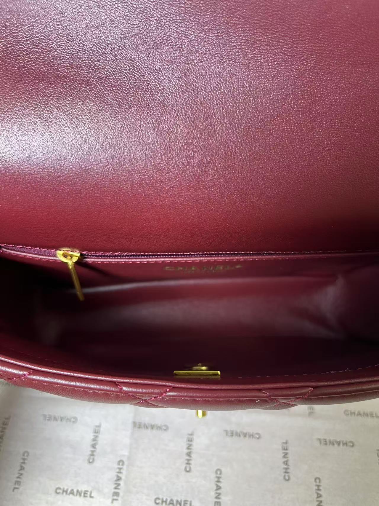 MINI RABAT 25C 24CM CUIR D'AGNEAU BORDEAUX QUINCAILLERIE COEUR DORÉ