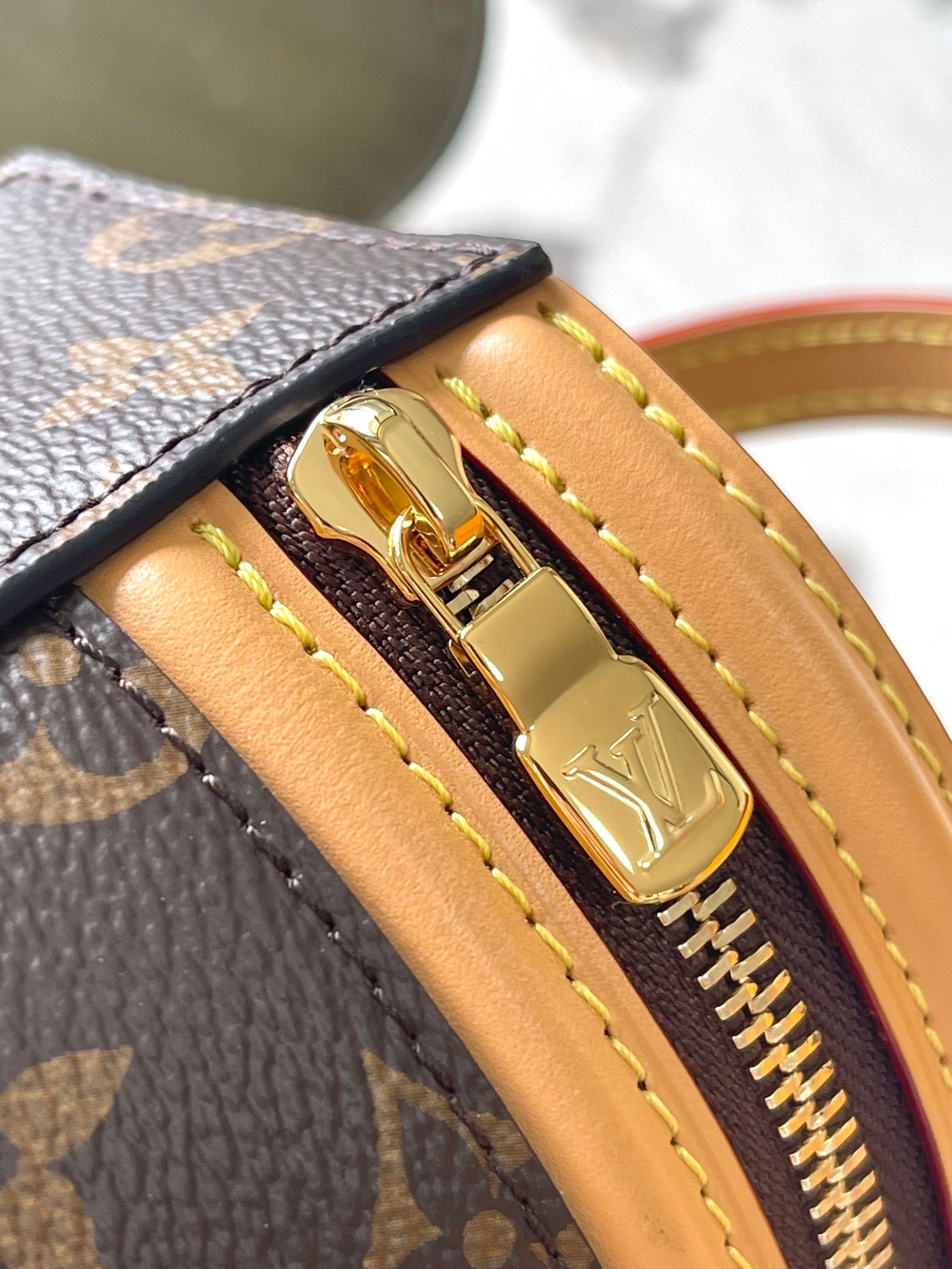 CANNES NANO 14 EN TOILE MONOGRAMME MARRON ET GARNITURES EN CUIR
