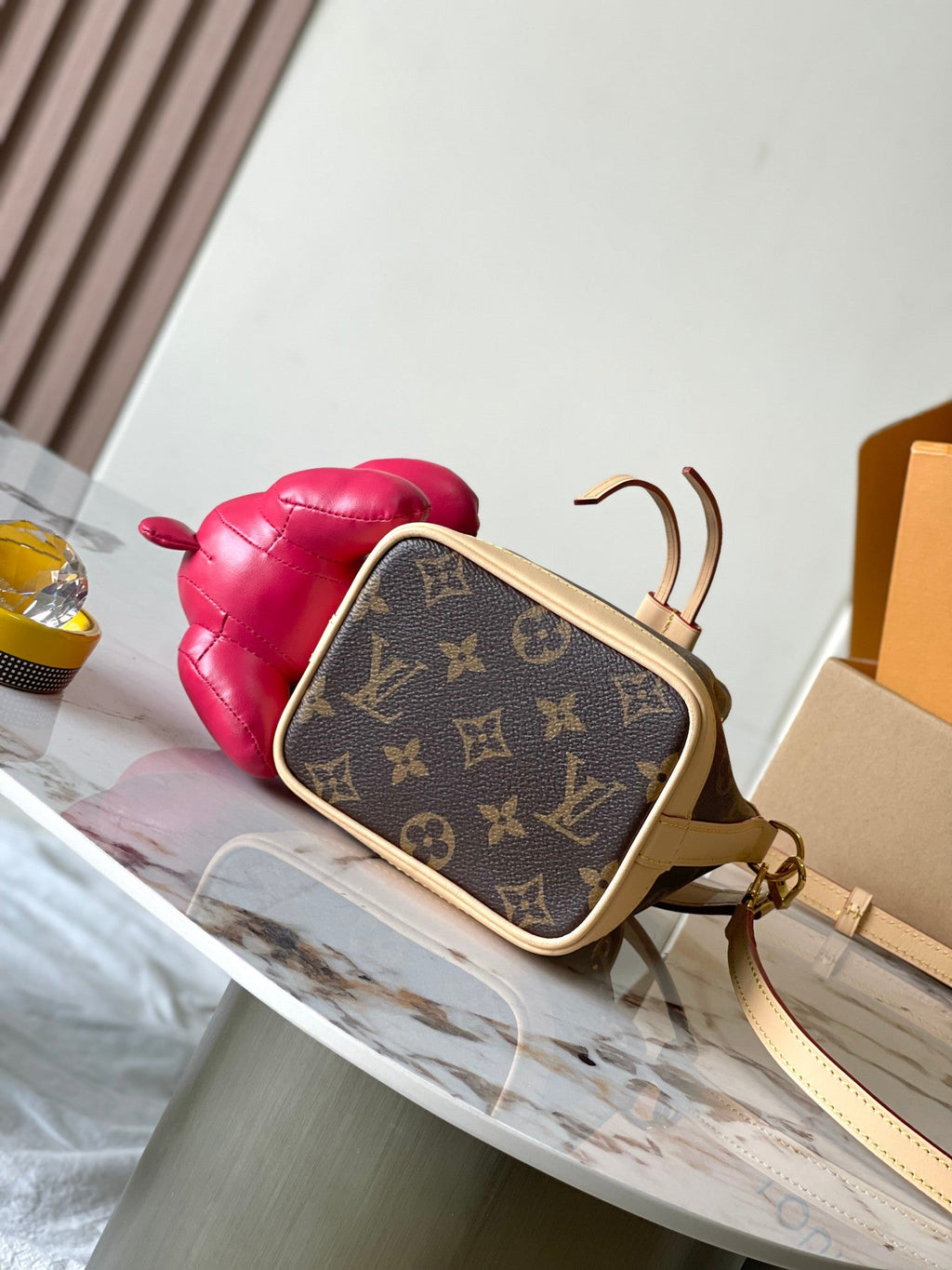 NANO NOE 13CM LAPIN MARRON MONOGRAMME TOILE