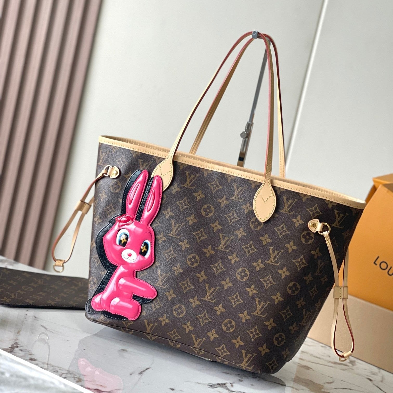 TOILE MONOGRAMME NEVERFULL MM 31 LAPIN MARRON