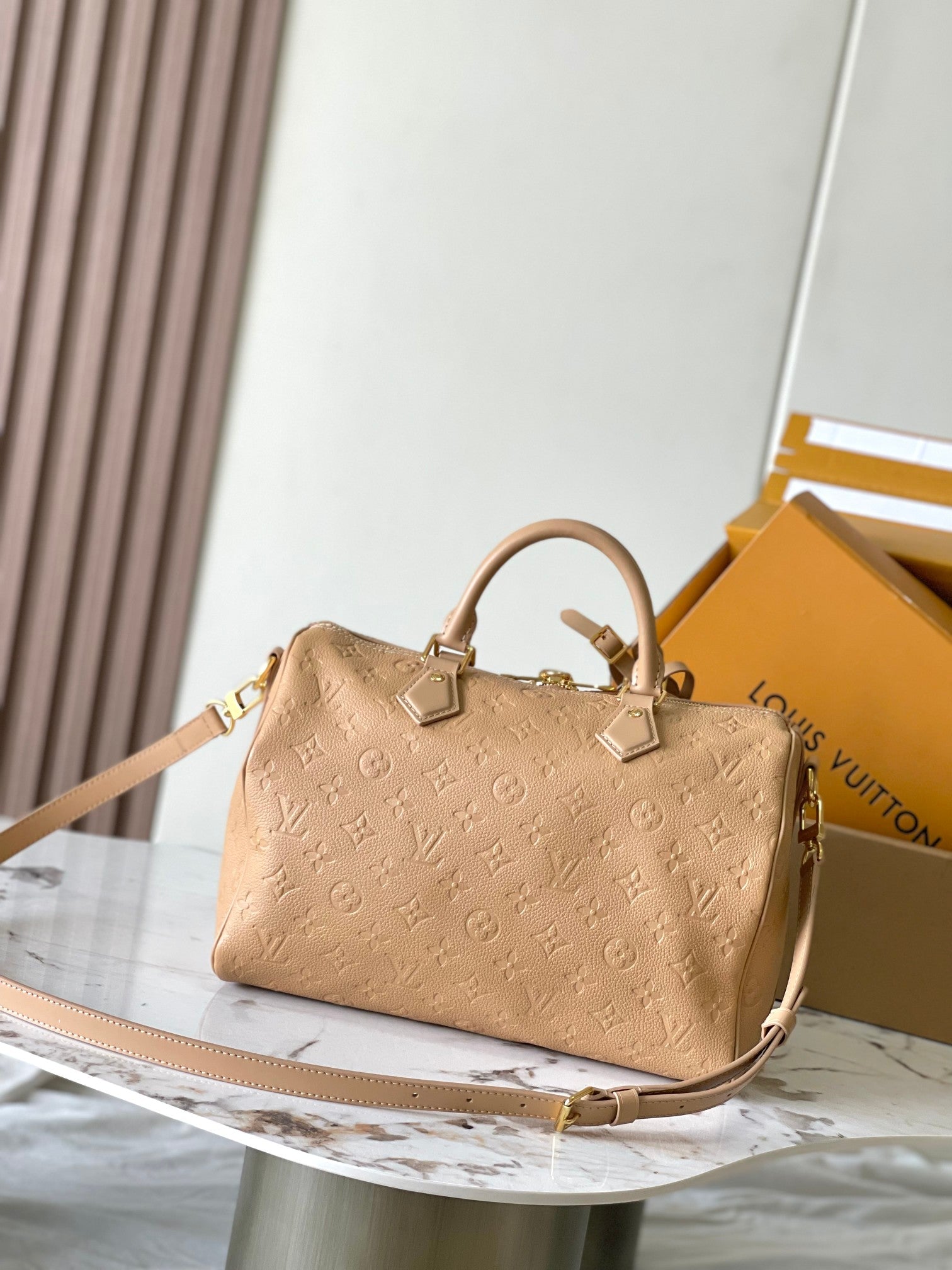 SPEEDY SOFT 30 EN CUIR DE VEAU GAUFRÉ ORANGE PÂLE
