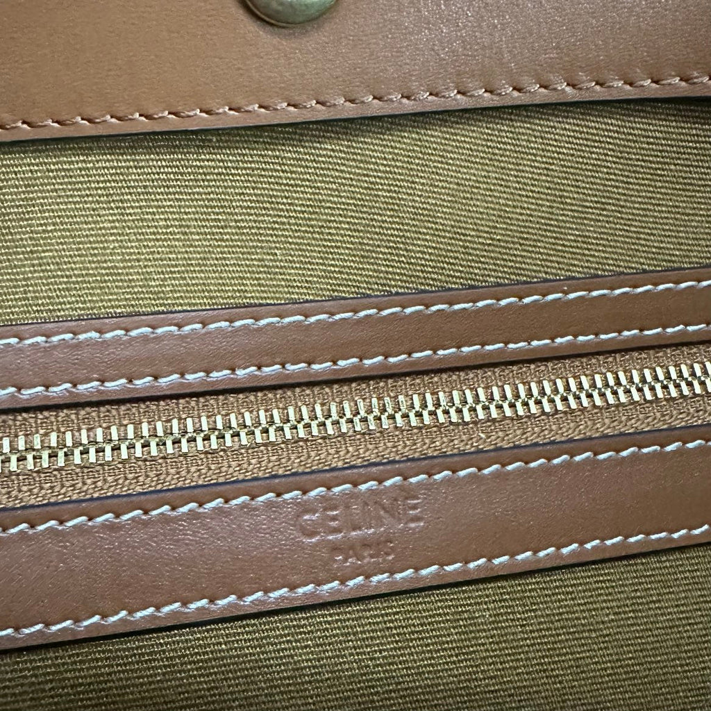 PETIT CABAS TRIOMPHE TOILE 26,5 CUIR DE VEAU TAN