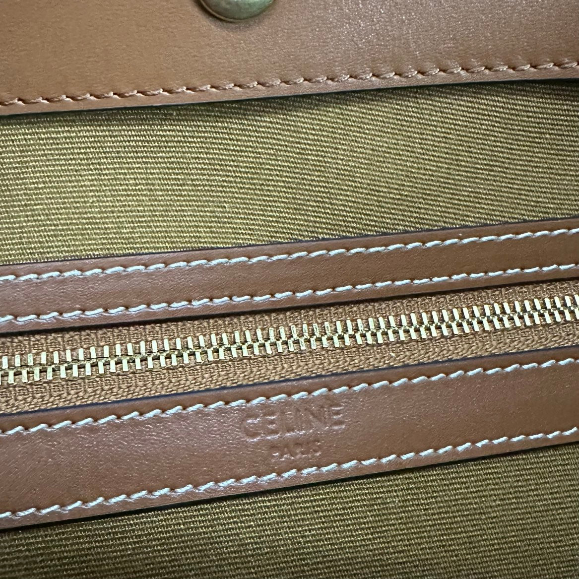 PETIT CABAS TRIOMPHE TOILE 26,5 CUIR DE VEAU TAN