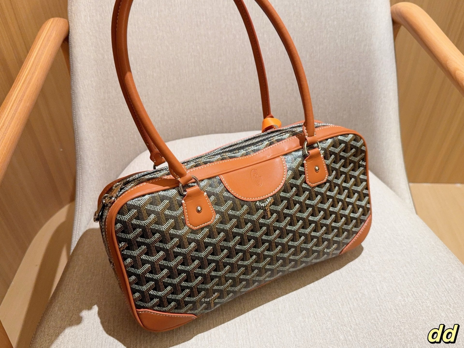 SAC SAINT MARTIN 35 EN TOILE GOYARDINE MARRON ET CUIR DE VEAU