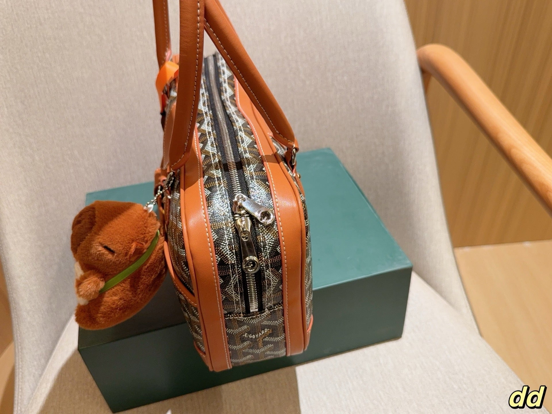 SAC SAINT MARTIN 35 EN TOILE GOYARDINE MARRON ET CUIR DE VEAU