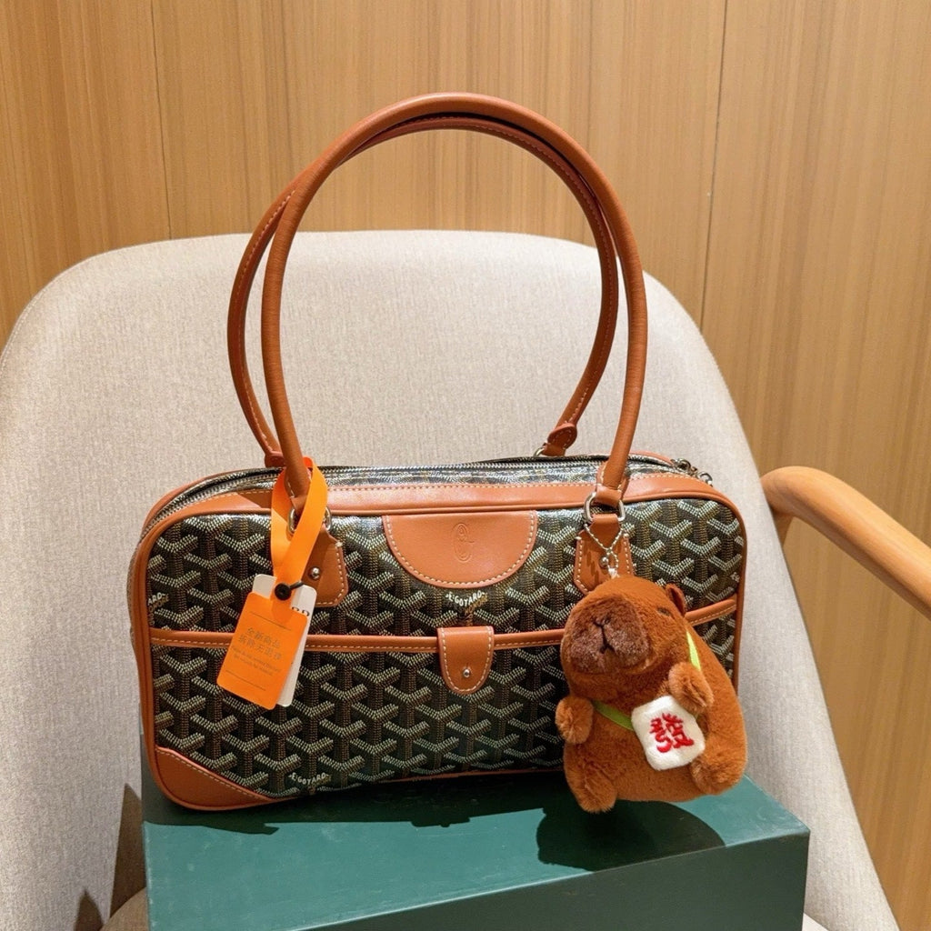 SAC SAINT MARTIN 35 EN TOILE GOYARDINE MARRON ET CUIR DE VEAU