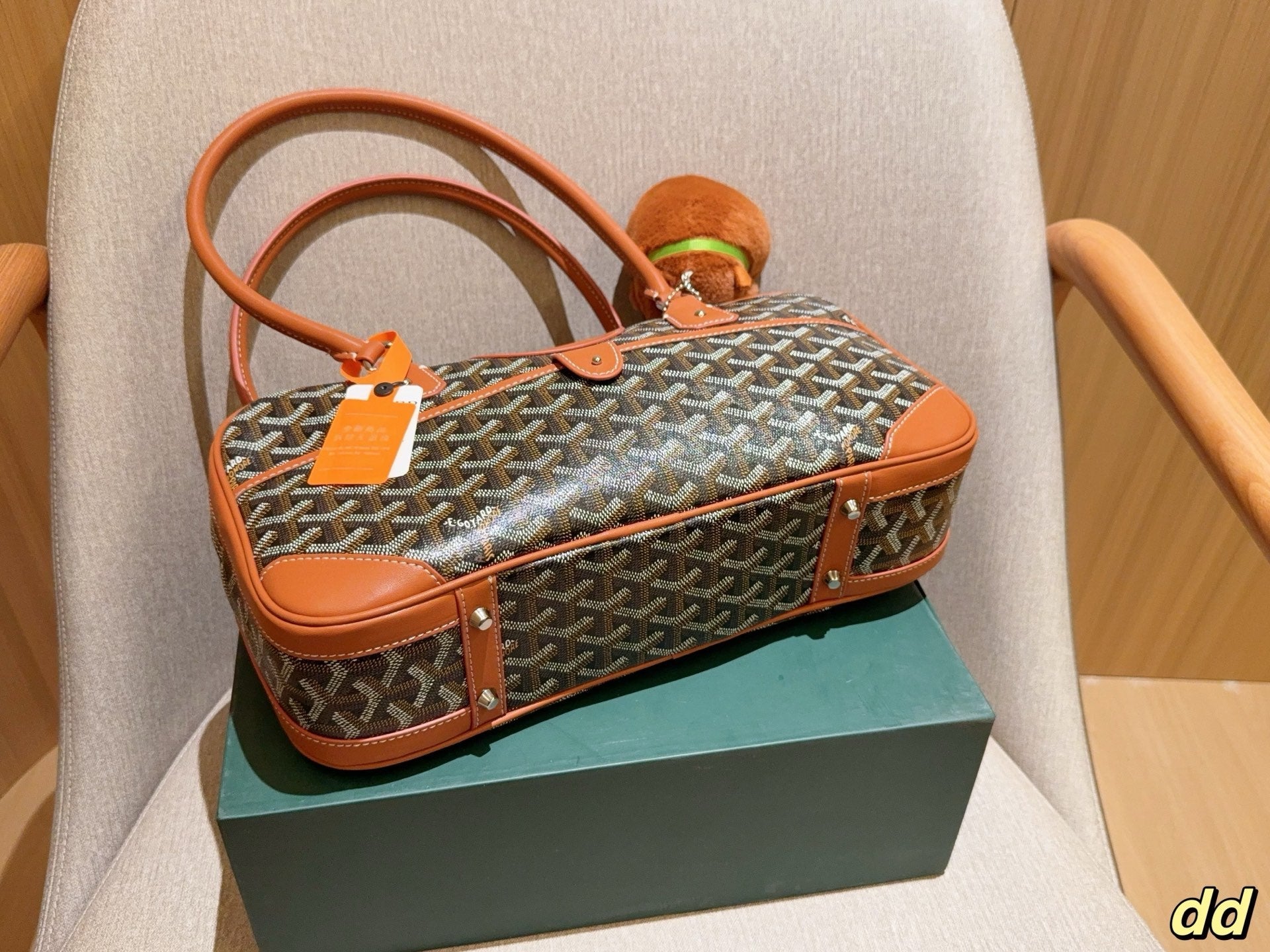 SAC SAINT MARTIN 35 EN TOILE GOYARDINE MARRON ET CUIR DE VEAU