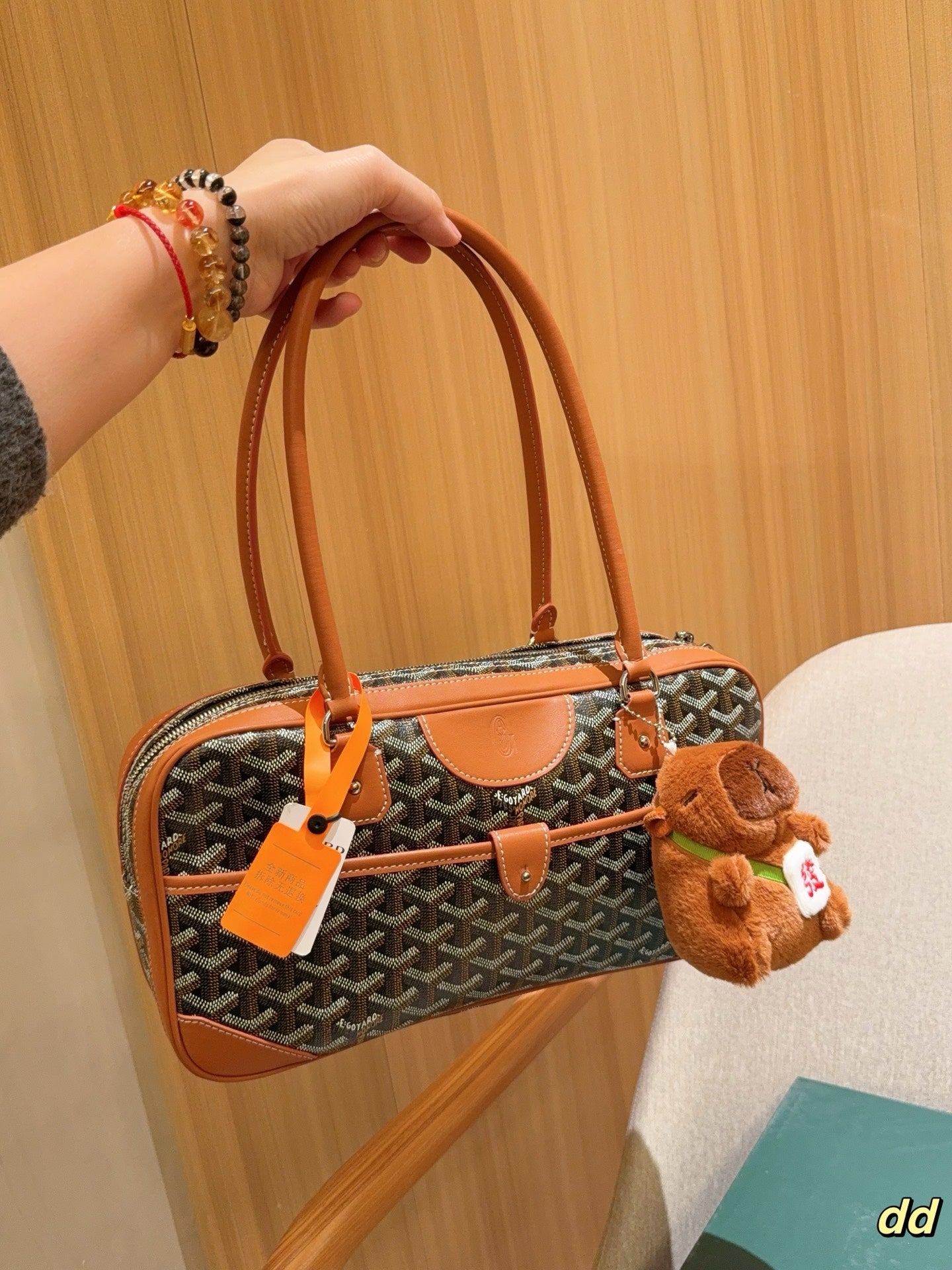 SAC SAINT MARTIN 35 EN TOILE GOYARDINE MARRON ET CUIR DE VEAU