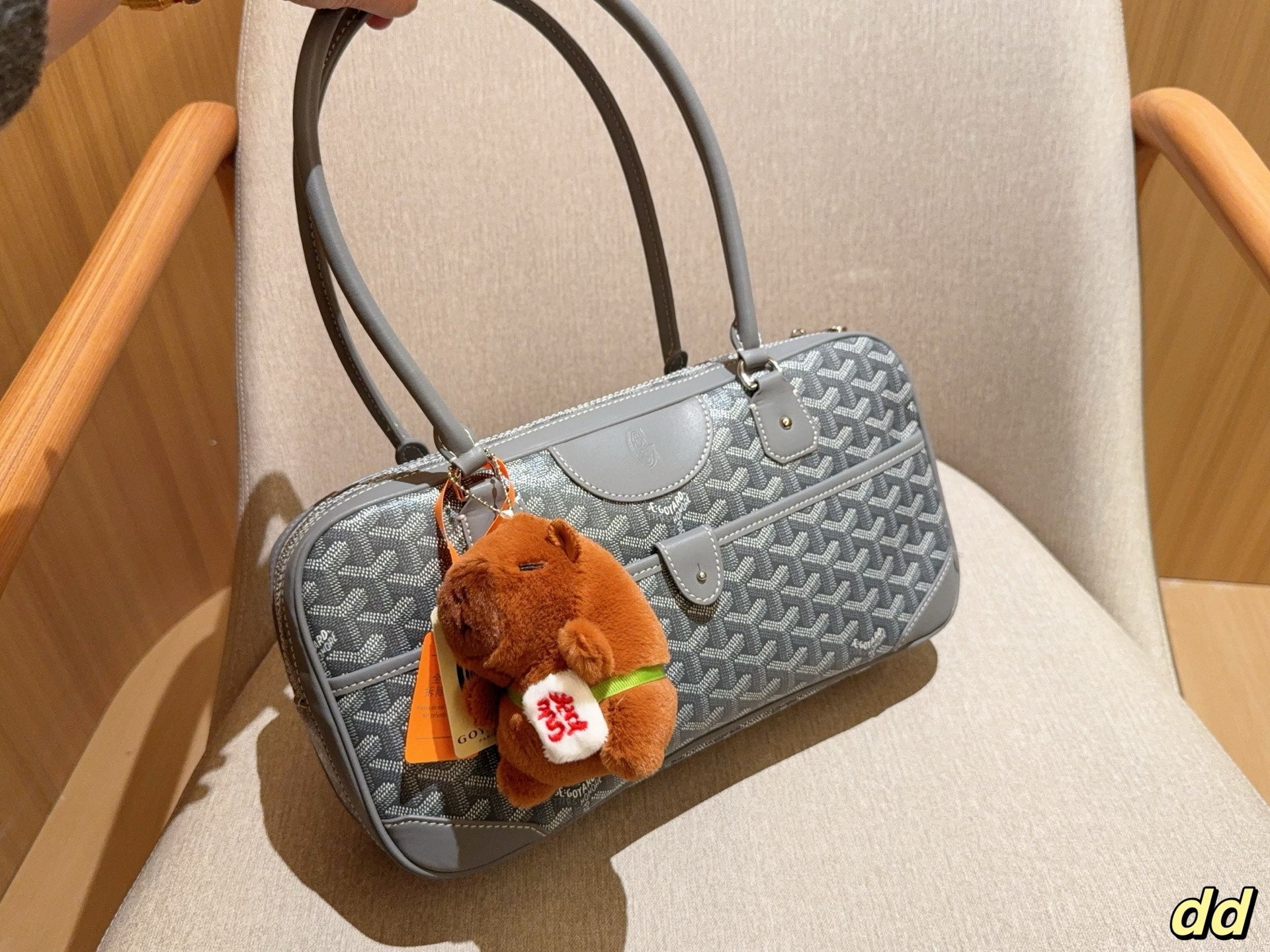 SAC SAINT MARTIN 35 EN TOILE GOYARDINE GRISE ET CUIR DE VEAU