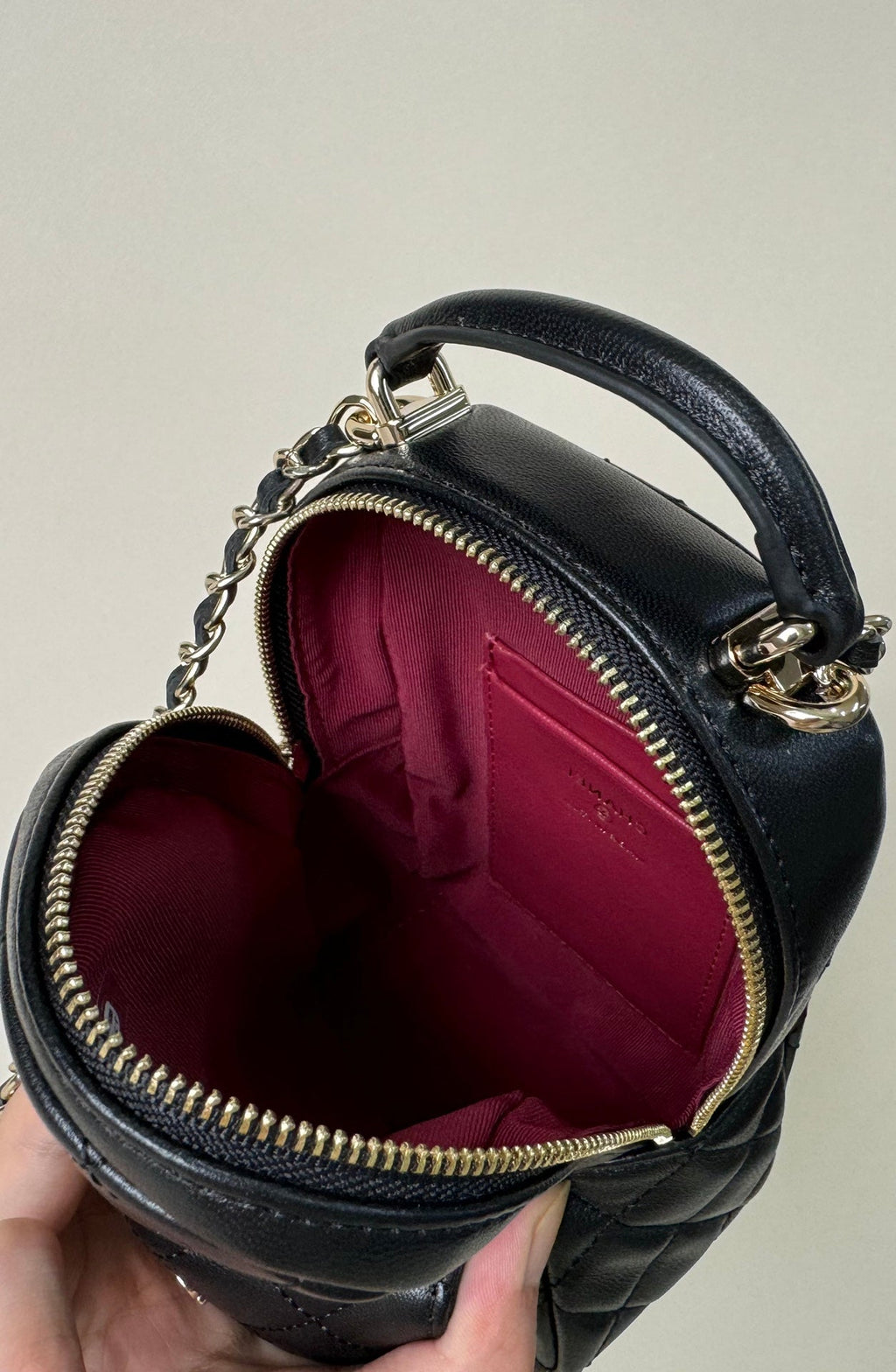 SAC À DOS CC MINI 18 EN CUIR D'AGNEAU NOIR ET QUINCAILLERIE OR CLAIR