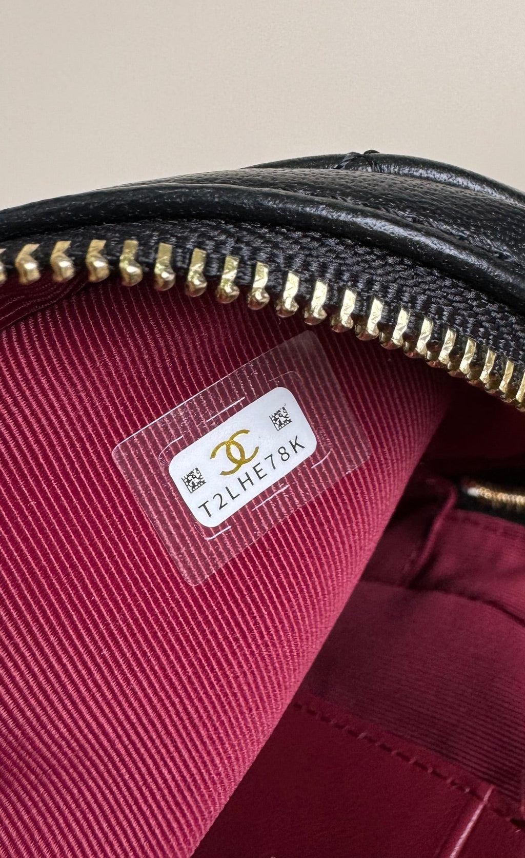 SAC À DOS CC MINI 18 EN CUIR D'AGNEAU NOIR ET QUINCAILLERIE OR CLAIR