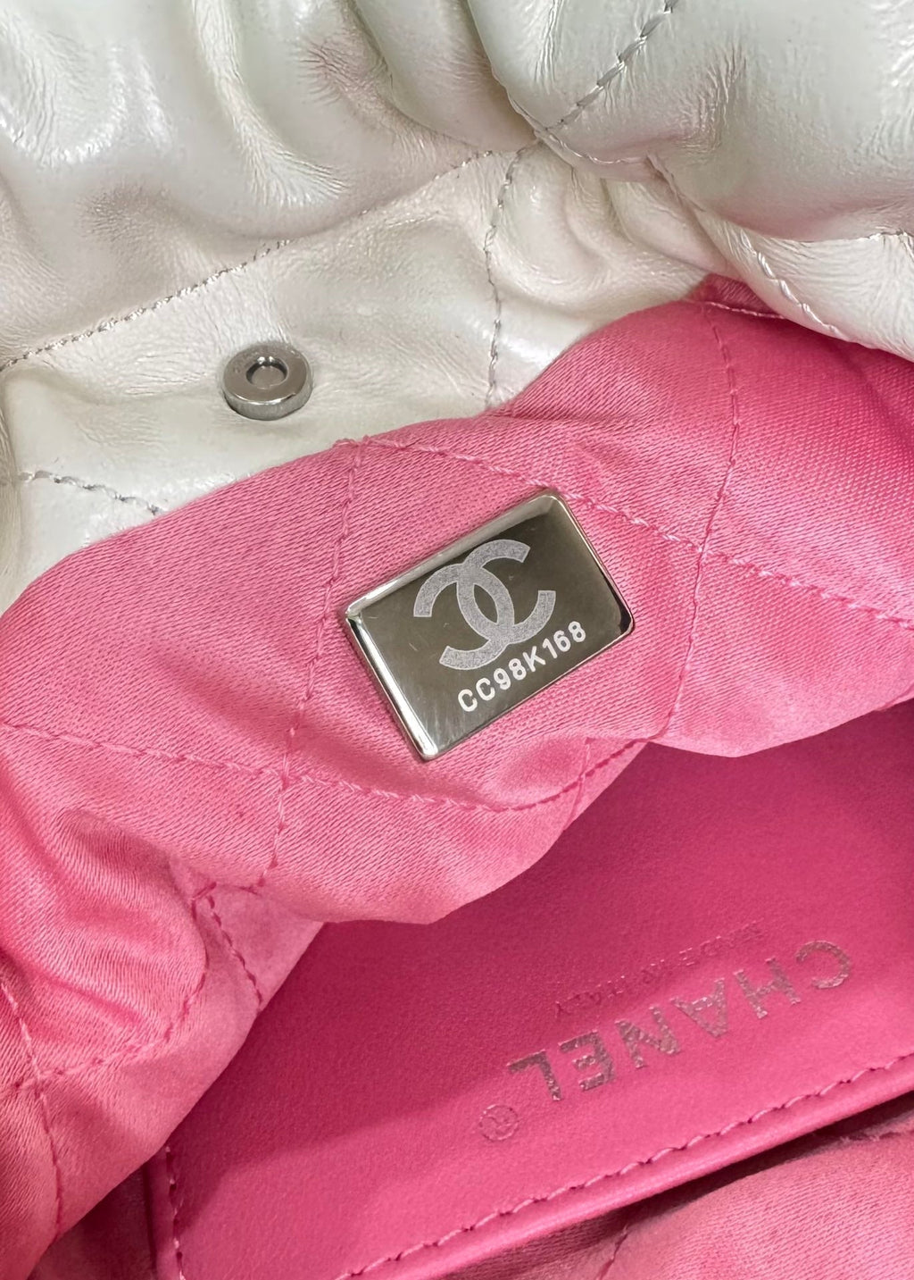 CC HOBO MINI 20CM ROSE BLANC CUIR D'AGNEAU