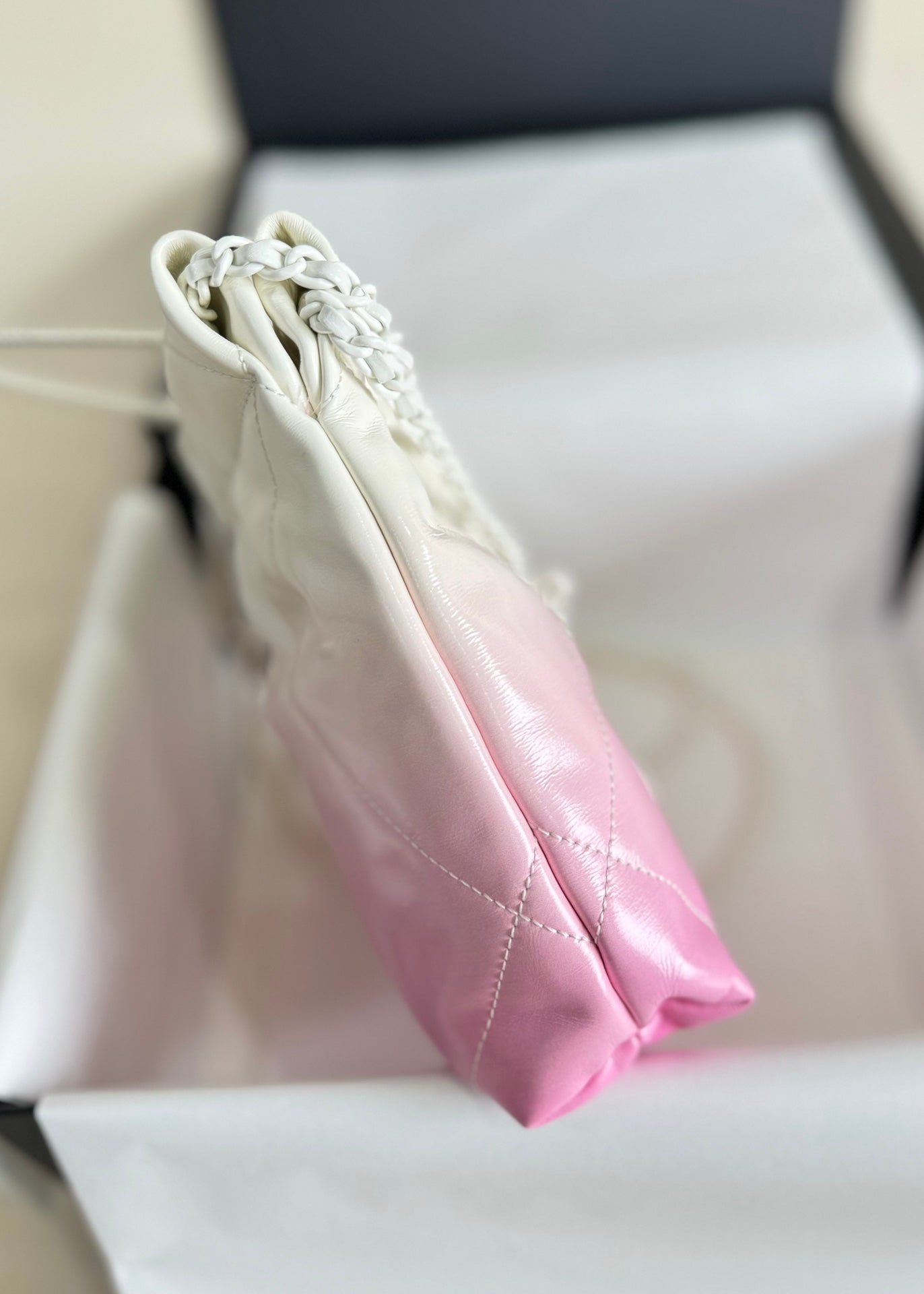 CC HOBO MINI 20CM ROSE BLANC CUIR D'AGNEAU