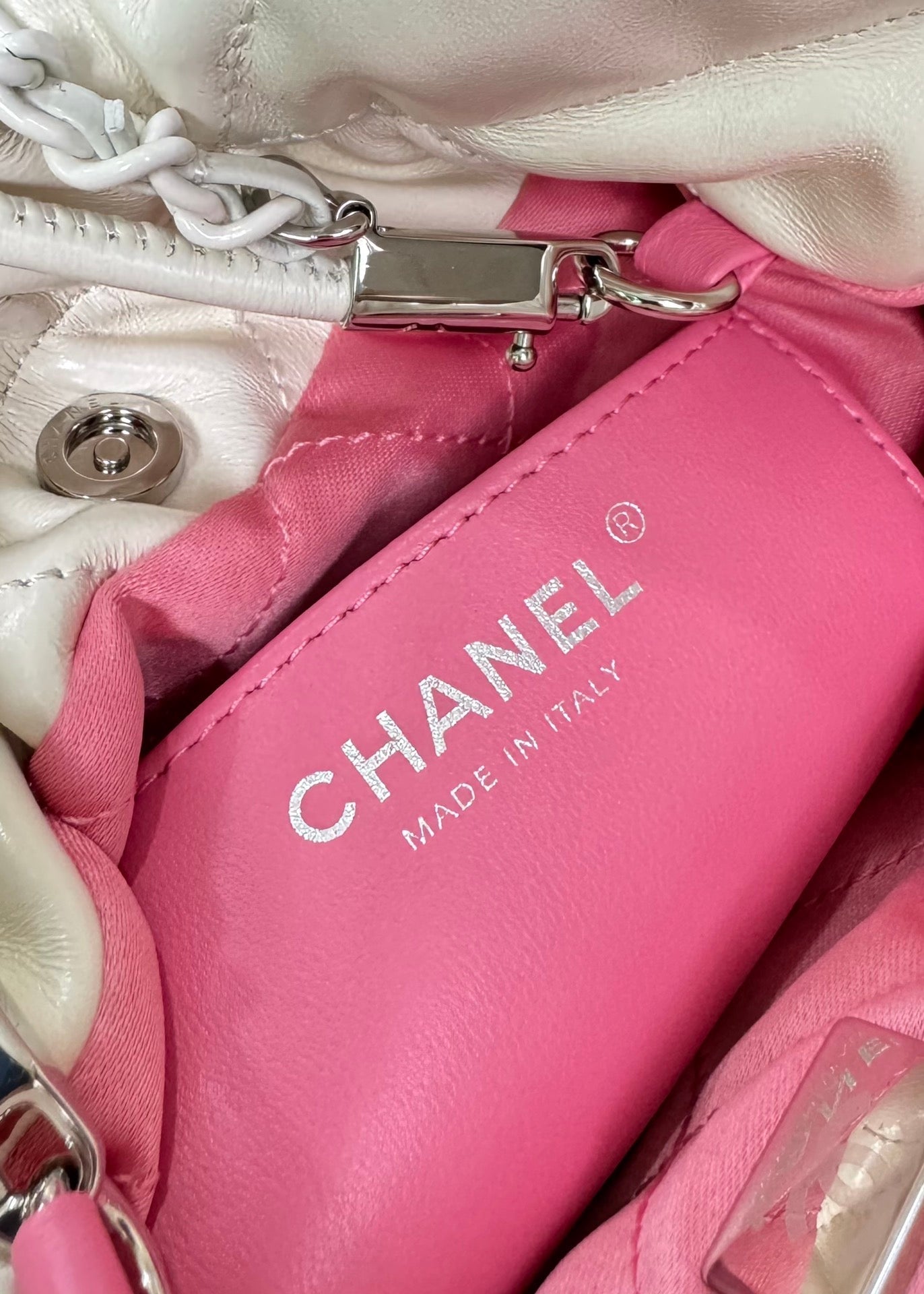 CC HOBO MINI 20CM ROSE BLANC CUIR D'AGNEAU