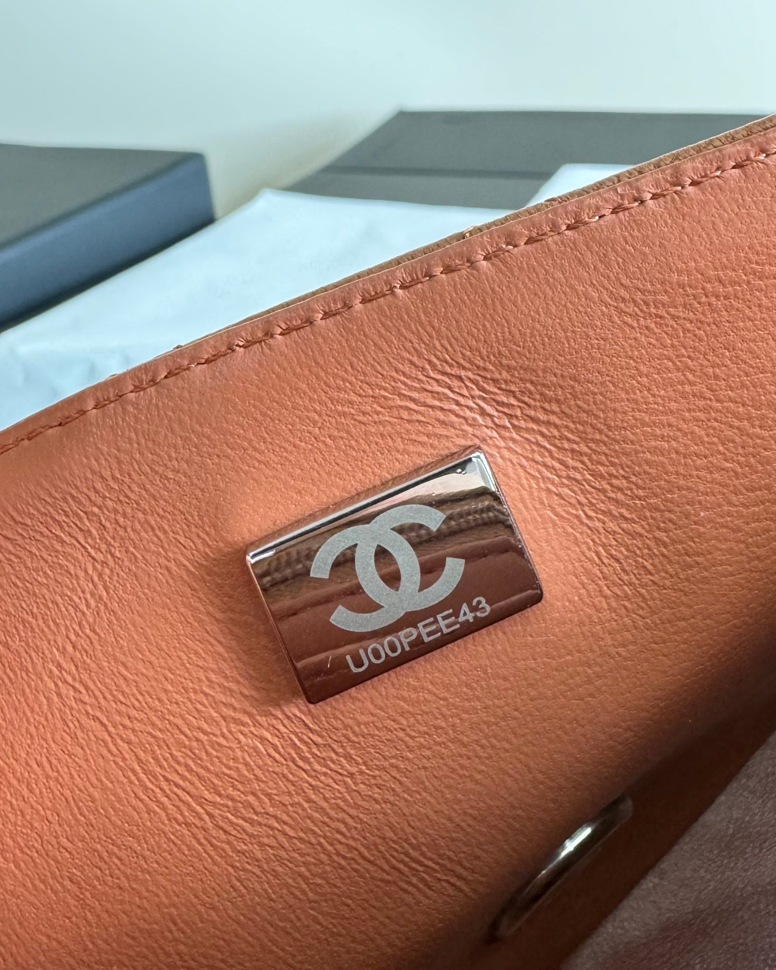 MINI FLAP BAG 17 BROWN LAMBSKIN SILVER HARDWARE