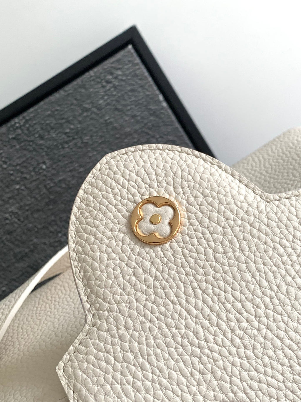 CAPUCINES BB 27 EN TAURILLON BLANC PERLE ACIER DORÉ