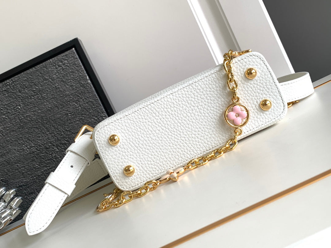 CAPUCINES MINI 21 EN BLANC MIX ROSE ET BEIGE TAURILLON QUINCAILLERIE OR