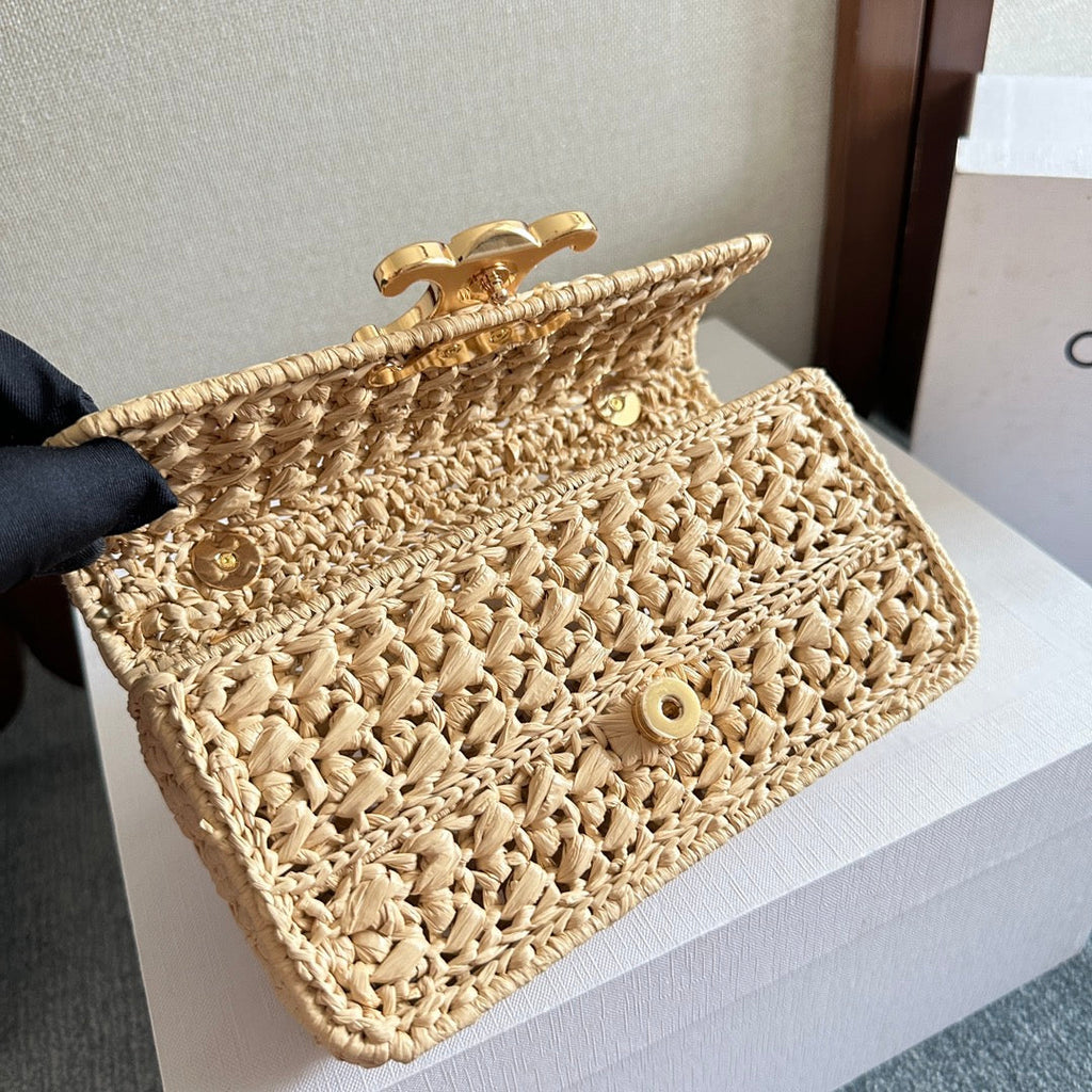 TRIOMPHE 20 EN RAPHIA BEIGE QUINCAILLERIE DORÉ