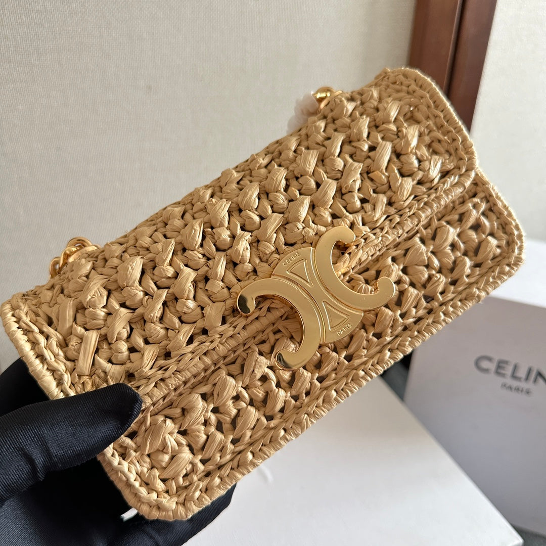 TRIOMPHE 20 EN RAPHIA BEIGE QUINCAILLERIE DORÉ