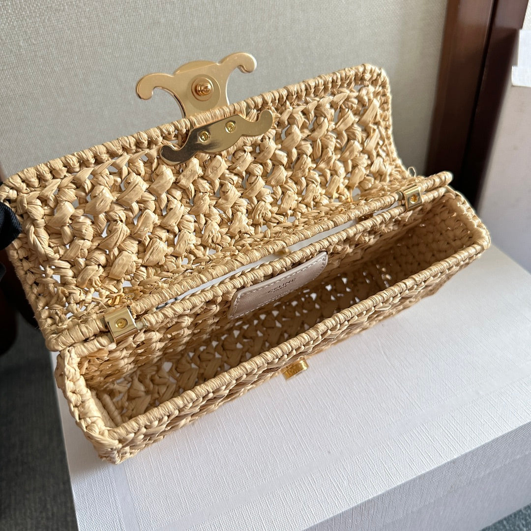 TRIOMPHE 20 EN RAPHIA BEIGE QUINCAILLERIE DORÉ