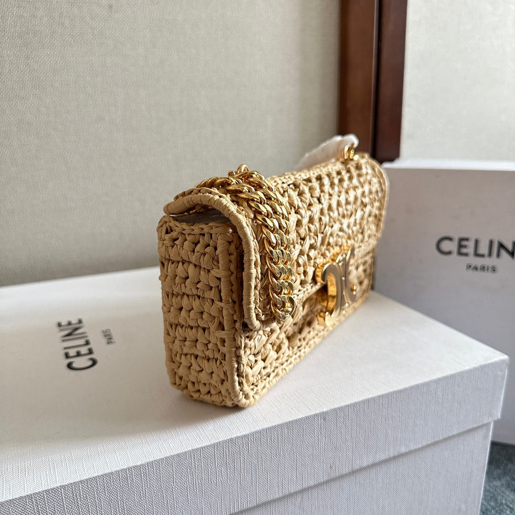 TRIOMPHE 20 EN RAPHIA BEIGE QUINCAILLERIE DORÉ